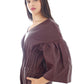 Leather Jumpsuit with pleated waist & bell sleeves