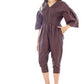 Leather Jumpsuit with pleated waist & bell sleeves