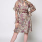 Floral print puff sleeves fit & flare dress
