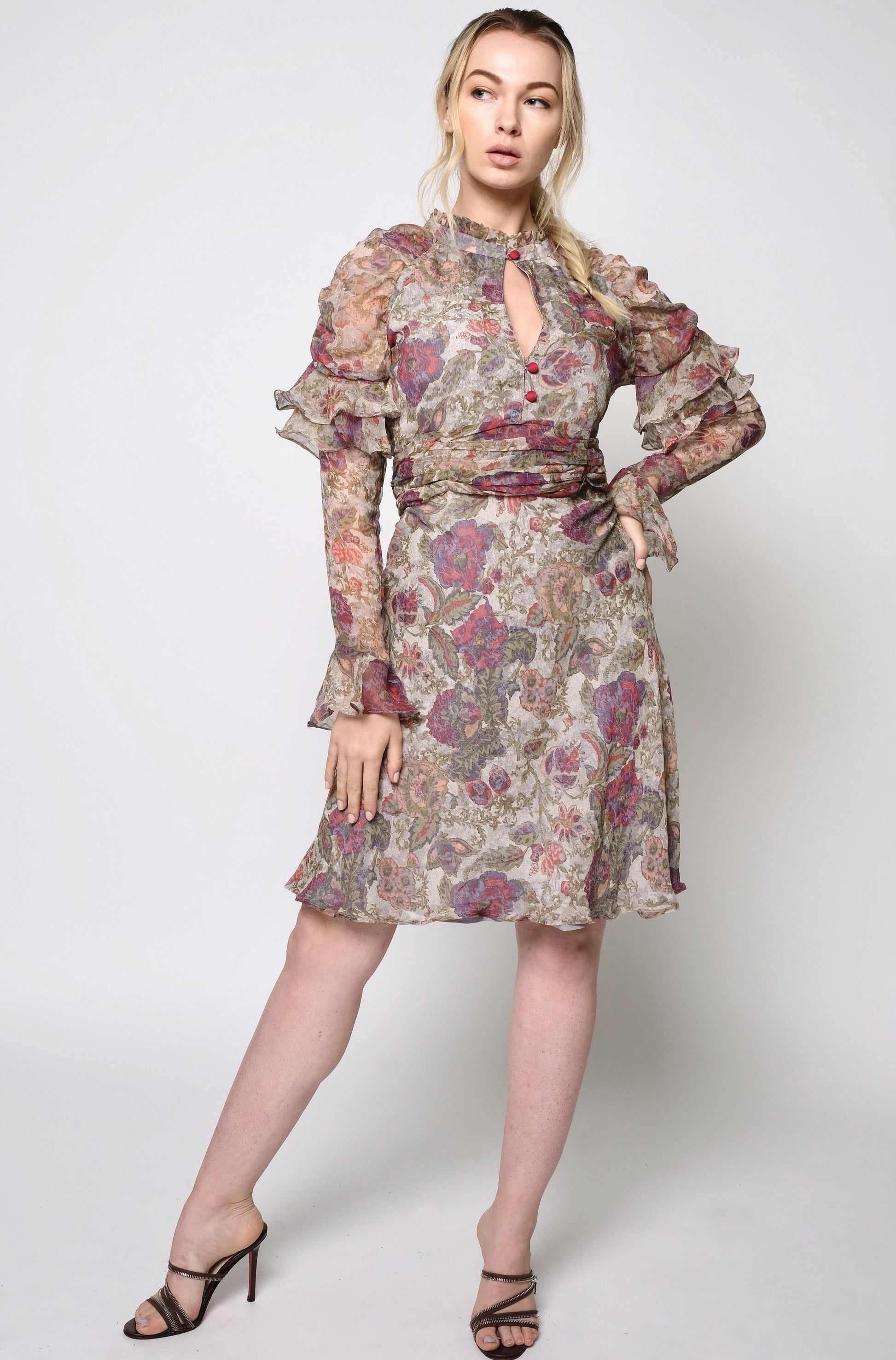 Floral print puff sleeves fit & flare dress T.Tandon Floral print puff sleeves fit & flare dress T.Tandon
