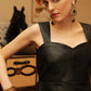 Leather / Silk brocade layered dress