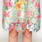 Printed floral lace slip dress with off shoulder sleeves