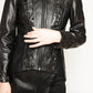 Baroque laser cut detail leather jacket