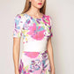 Floral print brocade fit & flare dress