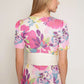 Floral print brocade fit & flare dress