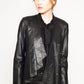 Folded pleats detail front leather jacket