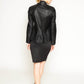 Folded pleats detail front leather jacket