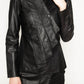 Folded pleats detail front leather jacket