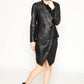 Folded pleats detail front leather jacket