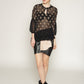 Sheer embroidered ruffle details party blouse
