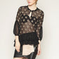 Sheer embroidered ruffle details party blouse