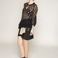 Sheer embroidered ruffle details party blouse