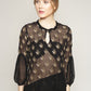 Sheer embroidered ruffle details party blouse