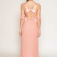 Off-shoulder sleeves, bowtie detail long silk dress