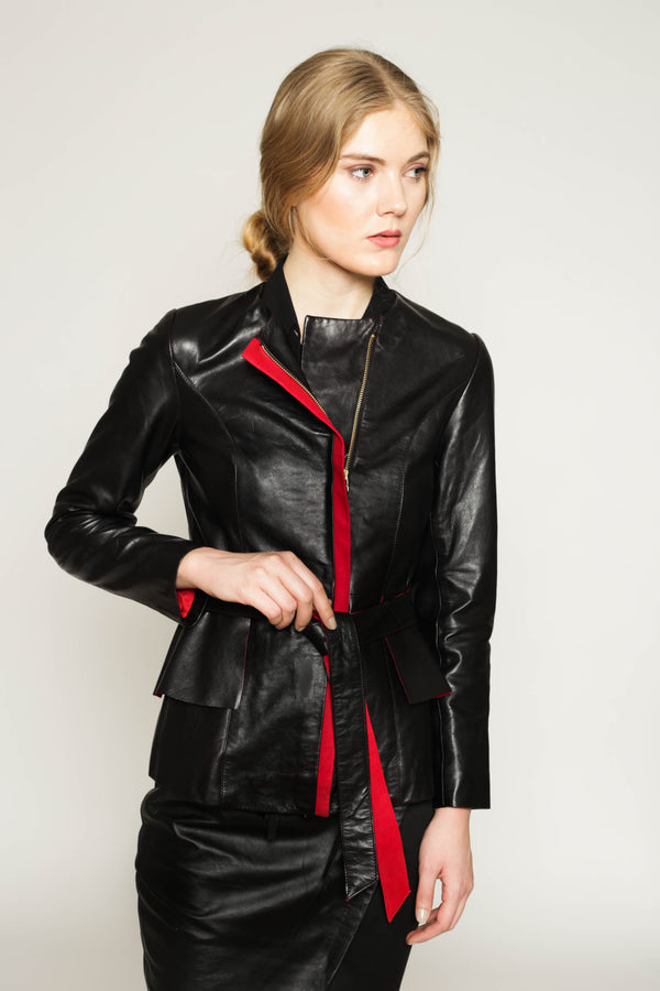 2-fer Vegetable dyed leather fit & flare jacket – T.Tandon