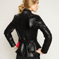 2-fer Vegetable dyed leather fit & flare jacket