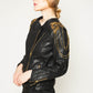 Vegetable dyed, shoulder embellished leather jacket