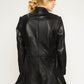 Butter leather long jacket with pleats details