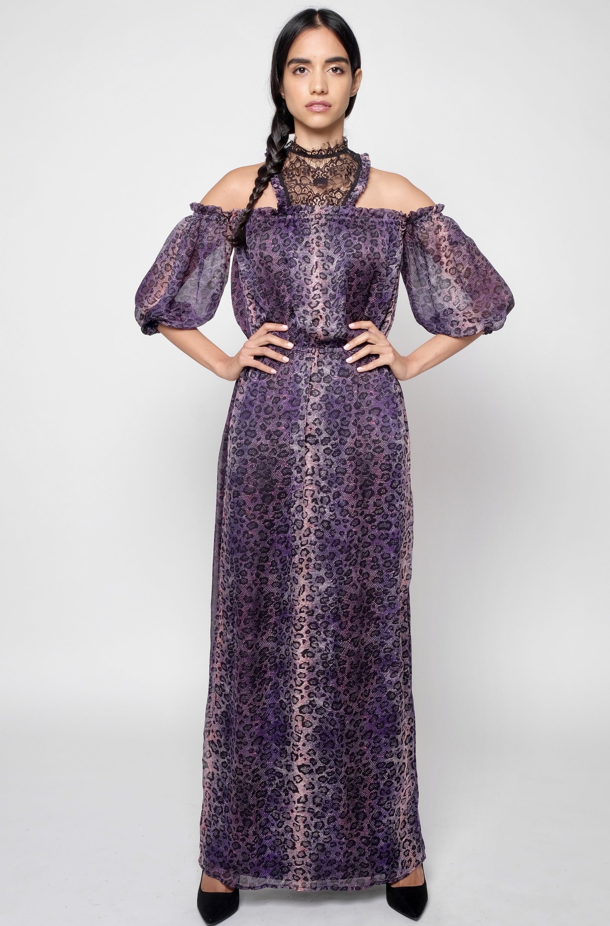 Leopard Print Silk Chiffon Maxi Dress Leopard Print Silk Chiffon Maxi Dress