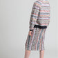 Feathered Mélange novelty cotton slit pencil skirt