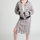 Feathered Mélange novelty cotton slit pencil skirt