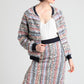 Feathered Mélange novelty cotton slit pencil skirt