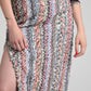 Feathered Mélange novelty cotton slit pencil skirt