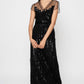 Black sequin stripes long gown