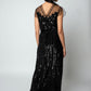 Black sequin stripes long gown