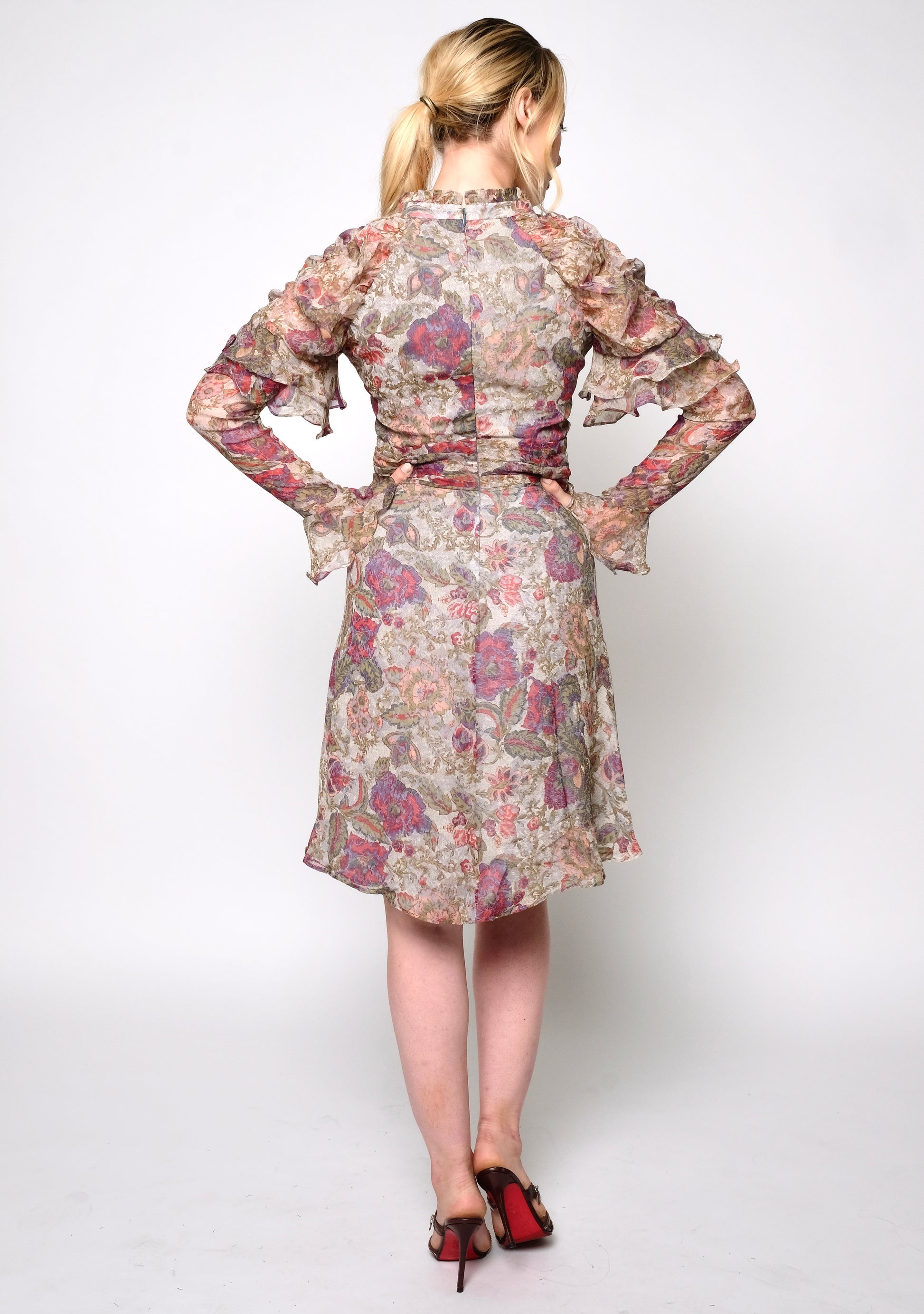 Floral print puff sleeves fit & flare dress T.Tandon Floral print puff sleeves fit & flare dress T.Tandon