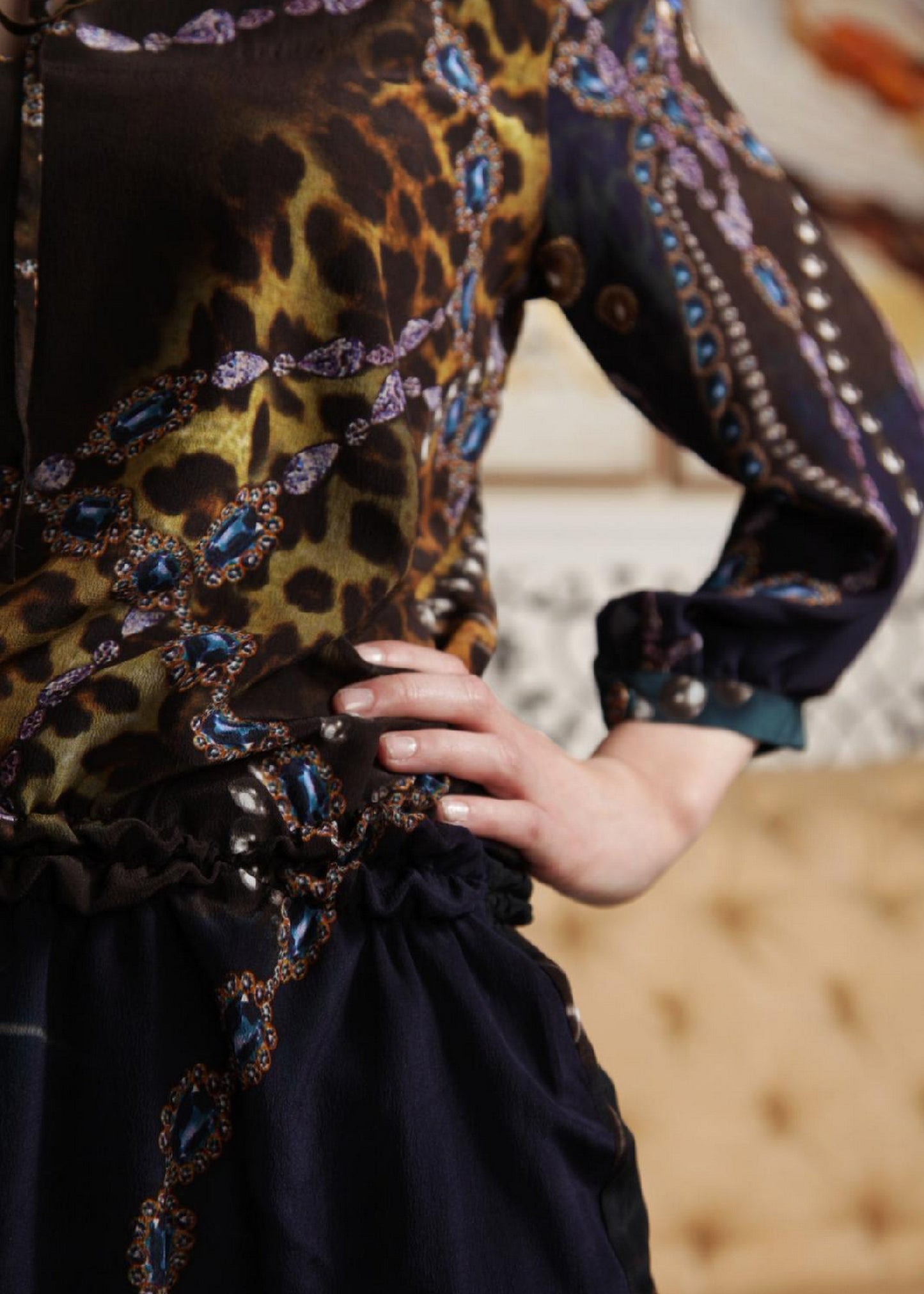Rania - Silk crepe jewel print dress - SOLD OUT