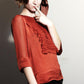 Silk pleated front ruffles top