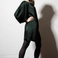 Silk folded front and cowl sleeves dress