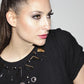 Wool crepe LBD metal stones dress