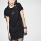 Wool crepe LBD metal stones dress