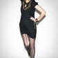 Wool crepe gold metal embroidery detail dress