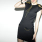 Wool crepe LBD - studded shoulder dress