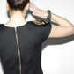 Wool crepe LBD - studded shoulder dress
