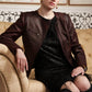 Croc finish 2-toned leather jacket
