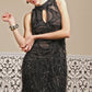 Keira - Ostrich feathers detailed beaded LBD- SOLD OUT