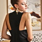 3D beaded front halter neck dress