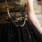 Bella - Strapless 3D beaded black/ gold party dress