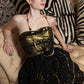 Bella - Strapless 3D beaded black/ gold party dress