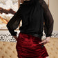 Silk velvet & leather trim skirt