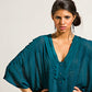 Dana - Silk swiss dot tunic top, pleated front detail