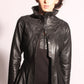 Leather pleated collar jacket