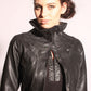 Leather pleated collar jacket