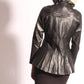 Leather pleated collar jacket