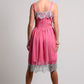Silk self-stripes chiffon dress with contrast lace details - SOLD OUT