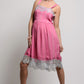 Silk self-stripes chiffon dress with contrast lace details - SOLD OUT